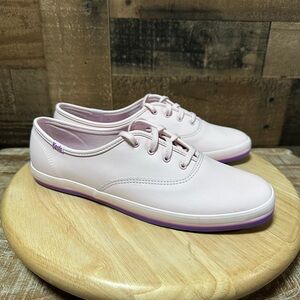 Keds Women’s Leather Lace-Up Sneakers Pink Lavender Sole Size 9.5 New No Box